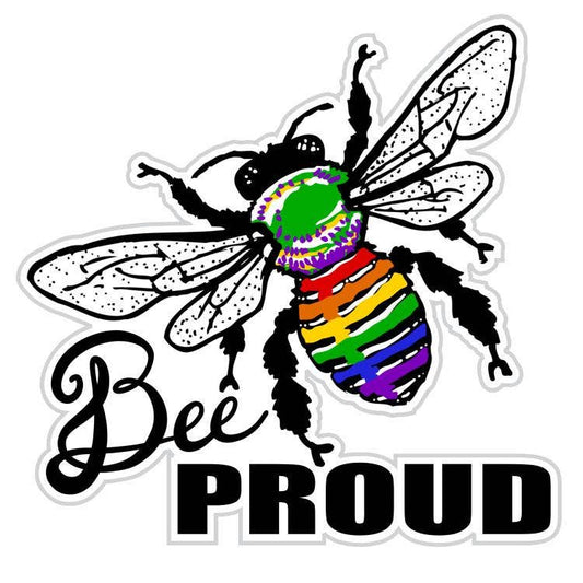 Bee Proud Gay Pride Sticker: Medium (3" W x 3" H)