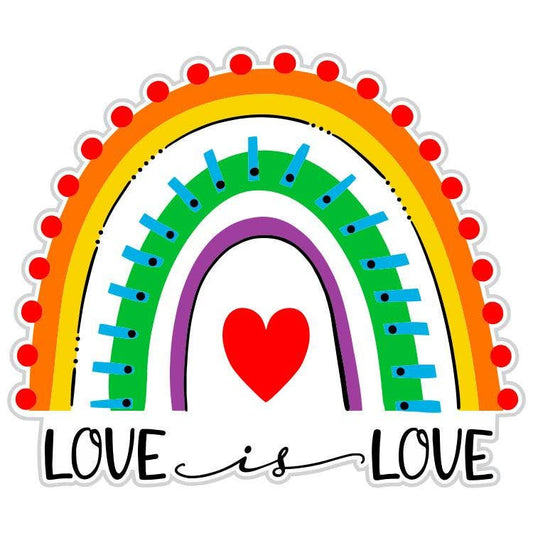 Love is Love Rainbow Sticker: Large (4.3" W x 3.75" H)